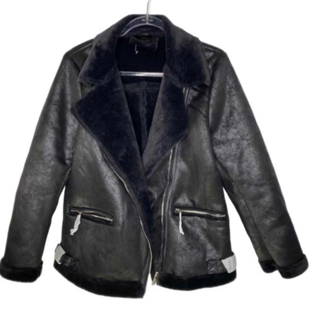 New Black moto aviator teddy bear jacket Italy